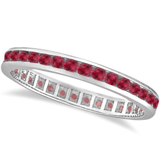 Ruby Channel Set Stackable Ring Eternity Band 14k White: Ruby Channel Set Stackable Ring Eternity Band 14k White Gold 1.04ctw **|**|** CENTER STONE; Ruby CENTER STONE CLARITY; CENTER STONE COLOR; CENTER STONE SETTING; Channel SIDE STONE CLARITY; SIDE STONE