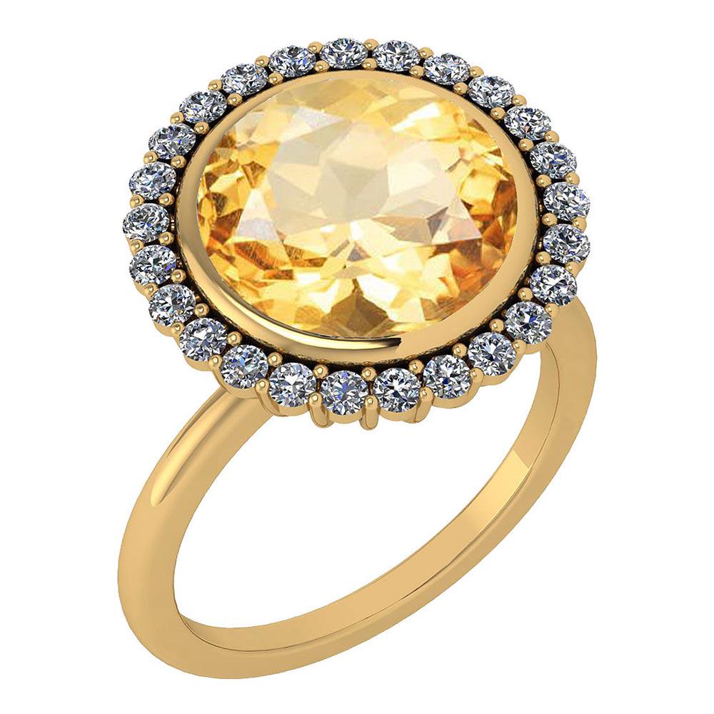 Certified 5.95 Ctw Citrine And Diamond VS/SI1 Halo Ring: Certified 5.95 Ctw Citrine And Diamond VS/SI1 Halo Ring 14K Yellow Gold MADE IN USA **|**|** Center Stone Approx Weight ; 5.50 Ctw (1 Pcs Round) Center Stone Color: Citrine Center Stone Setting ; Pron