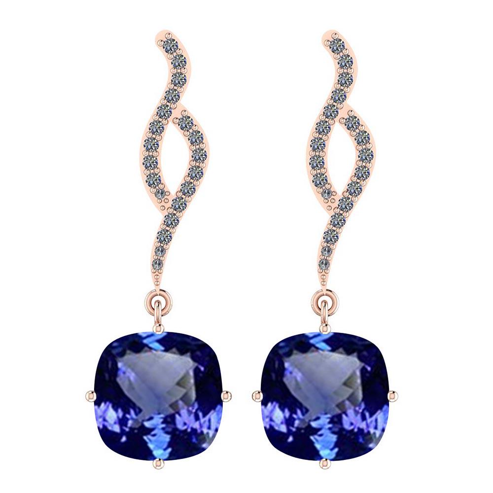 Certified 11.28 Ctw VS/SI1 Tanzanite and Diamond 14K Ro: Certified 11.28 Ctw VS/SI1 Tanzanite and Diamond 14K Rose Gold Earrings **|**|** Color Stone Approx Weight: 11.08 Ctw (2 pcs Cushion Sq) Center Stone Color: Tanzanite Center Stone Setting: Prong Side