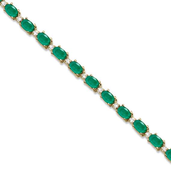 Emerald and Diamond Tennis Bracelet 14k Yellow Gold 12.: Emerald and Diamond Tennis Bracelet 14k Yellow Gold 12.00ctw **|**|** CENTER STONE; Emerald CENTER STONE CLARITY; CENTER STONE COLOR; Green CENTER STONE SETTING; Prong SIDE STONE CLARITY; SI SIDE STON