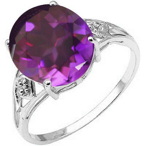 Certified 1.10 Ctw. Genuine Amethyst And Diamond 14K Wh: Certified 1.10 Ctw. Genuine Amethyst And Diamond 14K White Gold Ring **|**|** Center Stone 1.08 Ctw. Oval Center Stone Clarity:SI1-SI2 Center Stone Color : Genuine Amethyst Center Stone Setting ;Prong