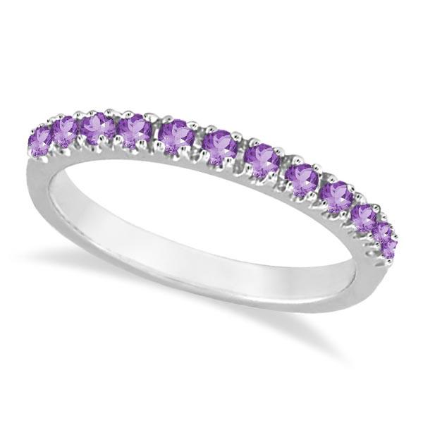 Amethyst Stackable Band Ring Guard in 14k White Gold 0.: Amethyst Stackable Band Ring Guard in 14k White Gold 0.38ctw **|**|** CENTER STONE; Amethyst CENTER STONE CLARITY; CENTER STONE COLOR; Amethyst CENTER STONE SETTING; Prong SIDE STONE CLARITY; SIDE STO