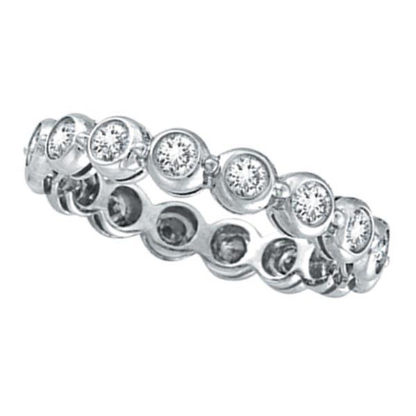 Bezel-Set Diamond Eternity Ring Band 14k White Gold 1.0: Bezel-Set Diamond Eternity Ring Band 14k White Gold 1.00ctw -- CENTER STONE; Diamond CENTER STONE CLARITY; SI CENTER STONE COLOR; J-K CENTER STONE SETTING; Bezel SIDE STONE CLARITY; SIDE STONE COLOR; 
