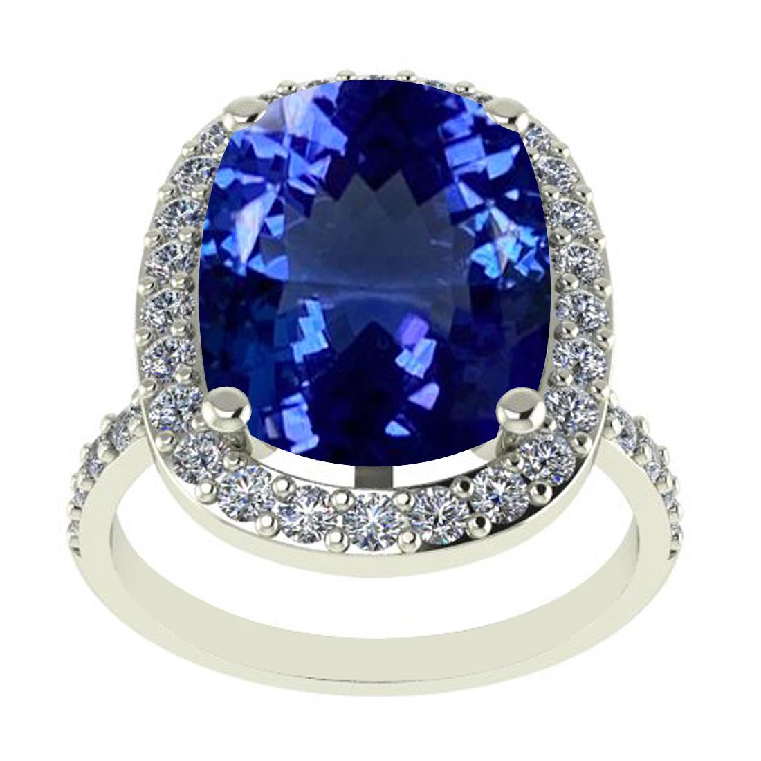 Certified 5.91 Ctw SI2/I1 Tanzanite And Diamond 14k Whi: Certified 5.91 Ctw SI2/I1 Tanzanite And Diamond 14k White Gold Vingate Style Ring -- Center Approx Weight: 5.38 Ctw (Cushion Cut) Center Color: Tanzanite Center Stone Setting: Prong Side Stone 0.53 Ct
