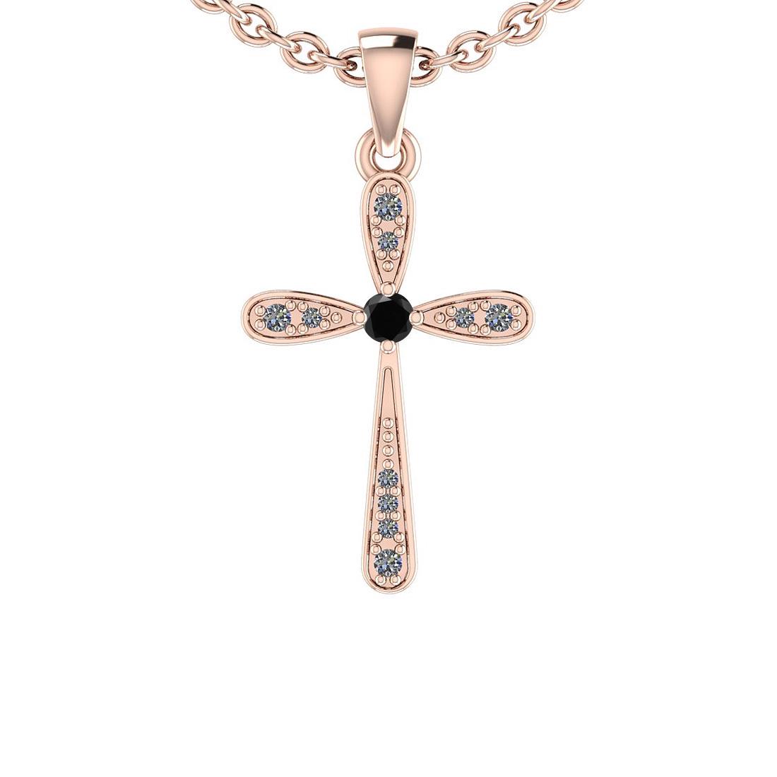 Certified 0.26 Ctw I2/I3 Treated Fancy Black And White: Certified 0.26 Ctw I2/I3 Treated Fancy Black And White Diamond 10K Rose Gold Pendant -- Center Stone Approx Weight: 0.10 Ctw (Round Cut) Center Stone Color: Treated Fancy Black Diamond Center Stone Cl