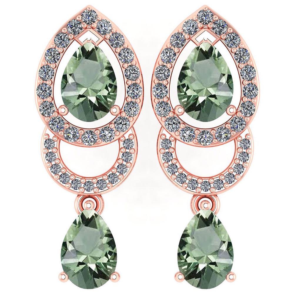2.34 Ctw Green Amethyst And Diamond 14k Rose Gold Halo: 2.34 Ctw Green Amethyst And Diamond 14k Rose Gold Halo Dangling Earring -- Center Stone Weight ; 1.00 Ctw ( 2pec Pear ) Top Stone Weight: 1.00Ctw ( 2 Pec Pear) Stone Color : Green Amethyst Center Ston