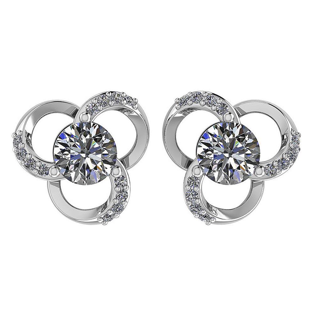 1.02Ctw Diamond 14k White Gold Halo Stud Earring: 1.02Ctw Diamond 14k White Gold Halo Stud Earring -- Center Stone Weight ; 0.90 Ctw ( 2 Pec Round) Center Stone Color :White G-H Diamond Stone Clarity : VS/SI1 Center Stone Setting ; Prong Side Stone (