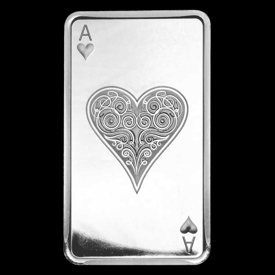 10 oz Silver Bar - Ace of Hearts: 10 oz Silver Bar - Ace of Hearts -- 10 oz Silver Bar - Ace of Hearts #PAPPS98924