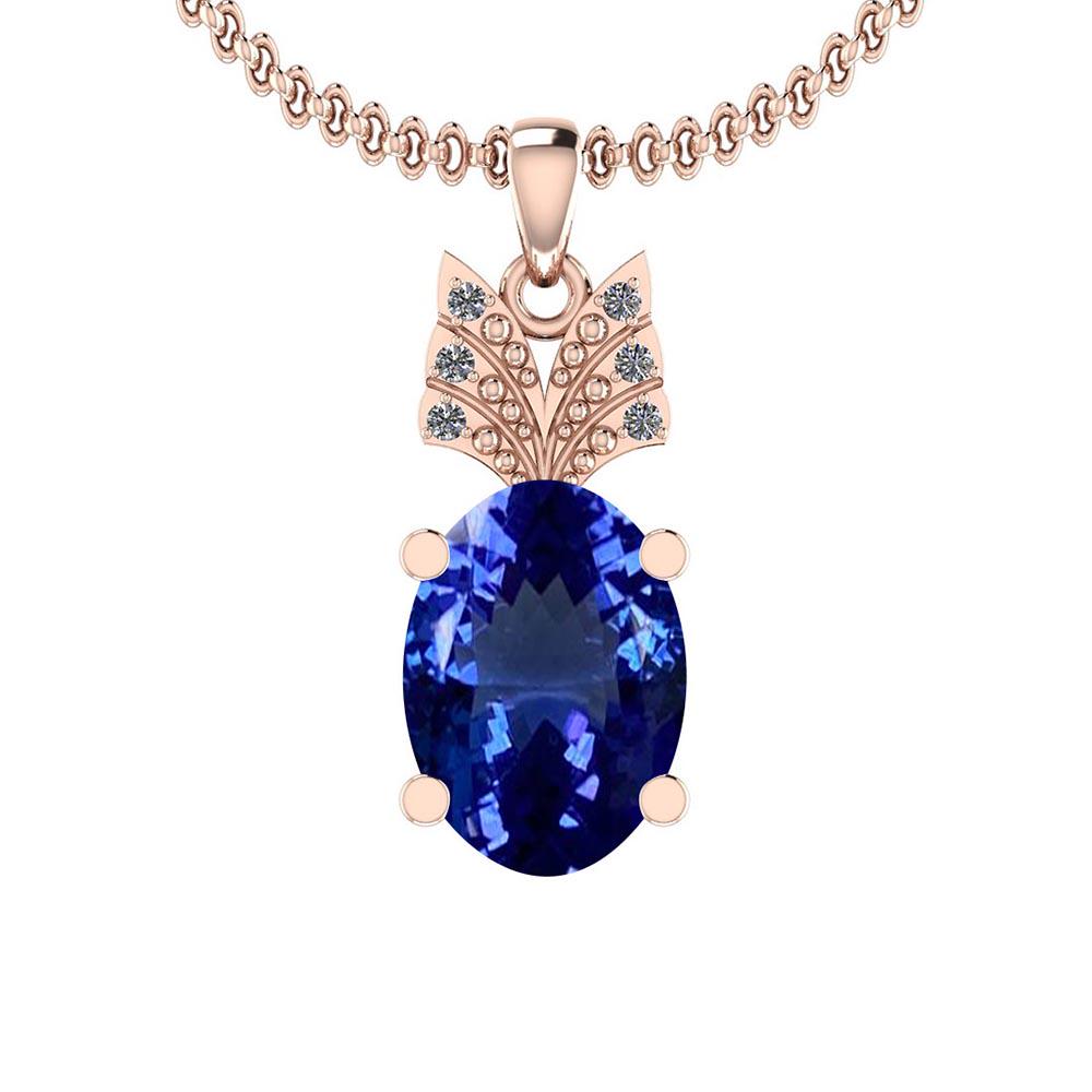 Certified 7.04 Ctw VS/SI1 Tanzanite and Diamond 14K Ros: Certified 7.04 Ctw VS/SI1 Tanzanite and Diamond 14K Rose Gold Vintage Style Pendant -- Color Stone Approx Weight: 6.97 Ctw (1 pcs Oval) Center Stone Color: Tanzanite Center Stone Setting: Prong Side S