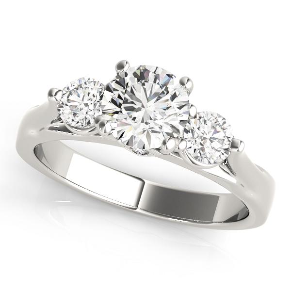 Certified 0.60 Ctw SI2/I1 Diamond 14K White Gold three: Certified 0.60 Ctw SI2/I1 Diamond 14K White Gold three Stone Ring -- Center Diamond Approx Weight: 0.45 Ctw (Round Cut) Center Color: J-K Center Stone Clarity: SI2/I1 Center Stone Setting: Prong Side 