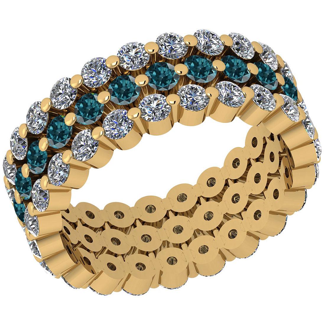 Certified 2.52 Ctw I2/I3 Treated Fancy Blue And White D: Certified 2.52 Ctw I2/I3 Treated Fancy Blue And White Diamond 14K Yellow Gold Band Ring -- Center Approx Weight: 0.84 Ctw (Round Cut) Center Diamond Color: Treated Fancy Blue Diamond Center Clarity: I