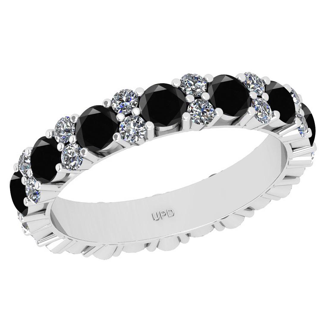 1.53 Ctw i2/i3 Treated Fancy Black and White Diamond 14: 1.53 Ctw i2/i3 Treated Fancy Black and White Diamond 14K White Gold Eternity Band Ring -- Color Stone Weight : 1.20 Ctw ( Round cut) Center Stone Color : Treated Fancy Black Diamond Center Clarity : i