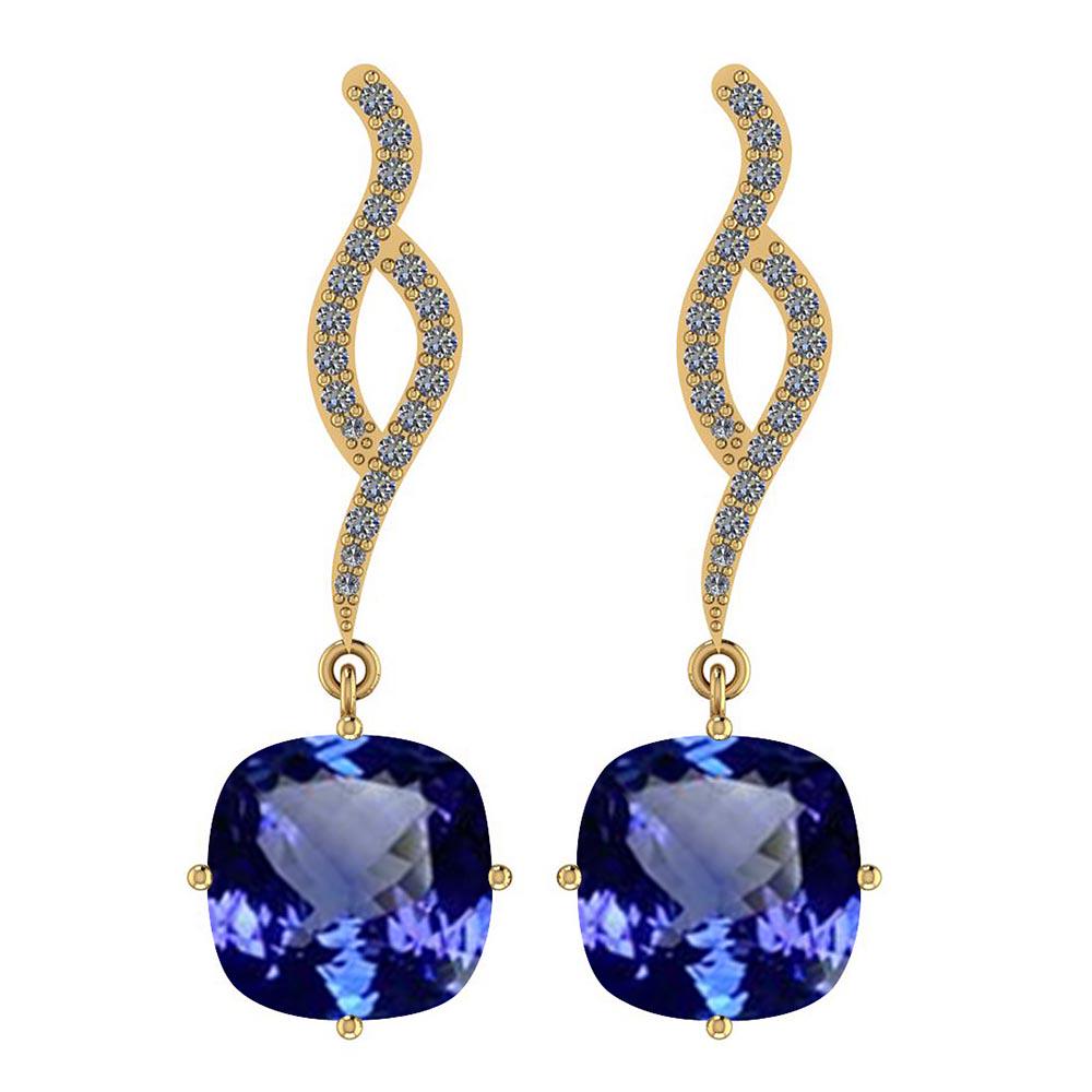Certified 11.28 Ctw VS/SI1 Tanzanite and Diamond 14K Ye: Certified 11.28 Ctw VS/SI1 Tanzanite and Diamond 14K Yellow Gold Earrings -- Color Stone Approx Weight: 11.08 Ctw (2 pcs Cushion Sq) Center Stone Color: Tanzanite Center Stone Setting: Prong Side Ston