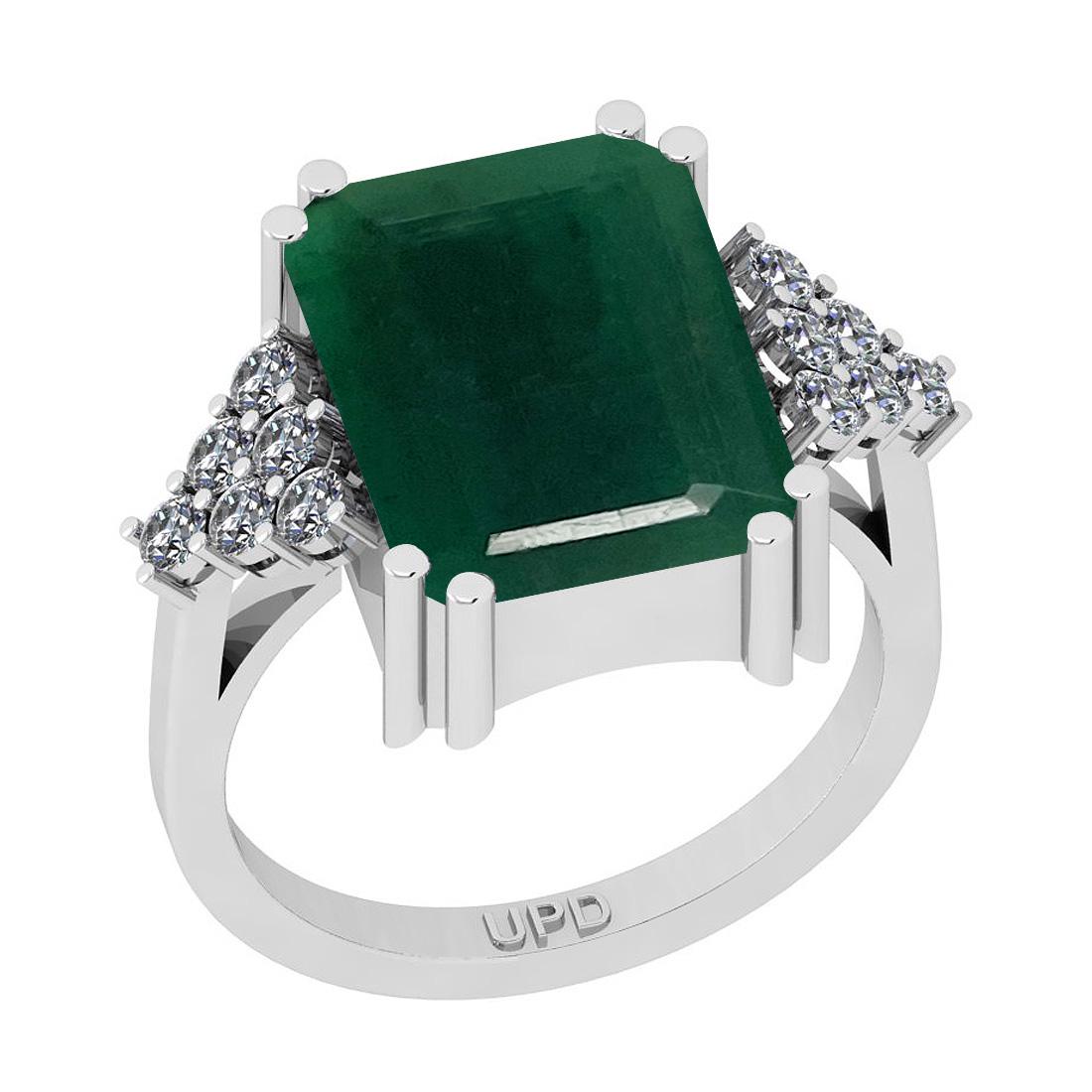 8.37 Ctw SI2/I1 Emerald And Diamond 14K White Gold Cock: 8.37 Ctw SI2/I1 Emerald And Diamond 14K White Gold Cocktail Engagement Ring -- Center Stone Weight : 7.95 Ctw ( Emerald Cut) Center Stone Color :-Emerald Stone Setting : Prong Side Stone Weight Of Ctw