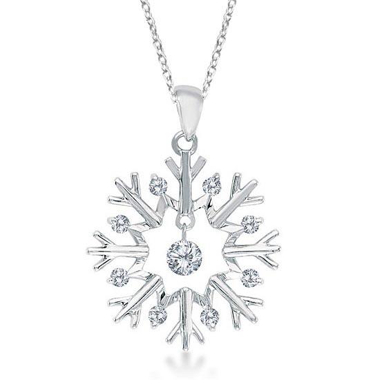 Snowflake Shaped Diamond Pendant Necklace 14k White Gol: Snowflake Shaped Diamond Pendant Necklace 14k White Gold 0.20ctw -- CENTER STONE; Diamond CENTER STONE CLARITY; SI CENTER STONE COLOR; J-K CENTER STONE SETTING; Drilled SIDE STONE CLARITY; SI SIDE STO