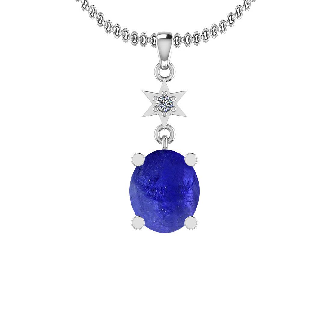 Certified 6.78 Ctw Tanzanite and Diamond I1/I2 14K Whit: Certified 6.78 Ctw Tanzanite and Diamond I1/I2 14K White Gold Victorian Style Pendant -- Color Stone Approx Weight: 6.70 Ctw (1 pcs Oval Cabochon) Center Stone Color: Tanzanite Center Stone Setting: P