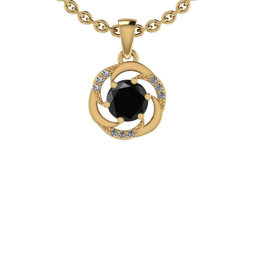 0.75 Ctw i2/i3 Treated Fancy Black And White Dimaond 14: 0.75 Ctw i2/i3 Treated Fancy Black And White Dimaond 14K Yellow Gold Pendant -- Center Diamond Weight : 0.65 Ctw ( Round cut) Center Diamond Color : Treated Fancy Black Dimaond Center Clarity : i2/i3 