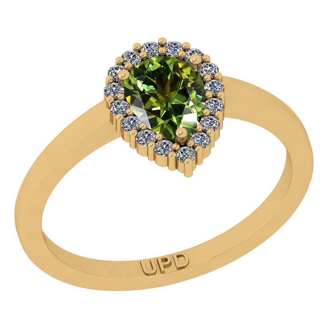 0.91 Ctw I2/I3 Green sapphire And Diamond 14K Yellow Go: 0.91 Ctw I2/I3 Green sapphire And Diamond 14K Yellow Gold Engagement Ring -- Center Stone Weight : 0.75 Ctw ( Pear Cut) Center Stone Color :-Green sapphire Stone Setting : Prong Side Stone Weight Of C