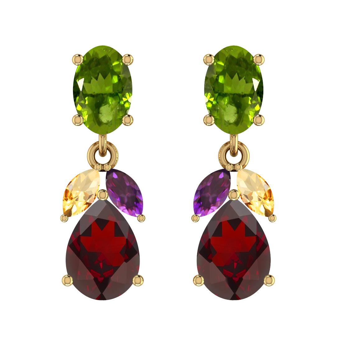 2.70 Ctw Multi Stone 10K Yellow Gold Earrings: 2.70 Ctw Multi Stone 10K Yellow Gold Earrings -- Multi Stone Weight : 2.70 Ctw (Pear,Marquise,Oval Cut ) Multi Stone Color :-Amethyst,Garnet,Peridot,Citrine Stone Setting : Prong Metal Weight : Approx