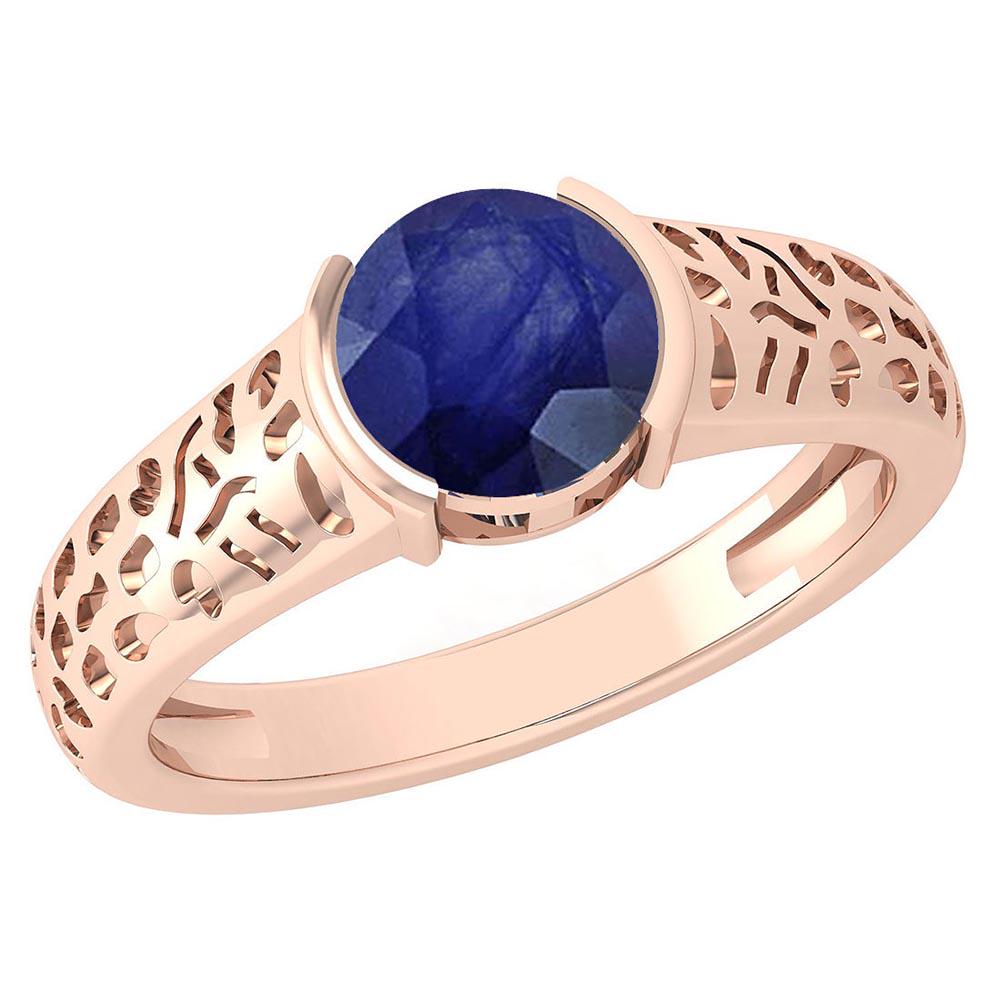 Certified 1.25 Ctw Blue Sapphire Ladies Fashion 14K Ros: Certified 1.25 Ctw Blue Sapphire Ladies Fashion 14K Rose Gold Solitaire Ring (VS/SI1) MADE IN USA -- Center Stone Weight ; 1.25 Ctw (1 Pcs Round) Center Stone Color: Blue Sapphire Center Stone Setting