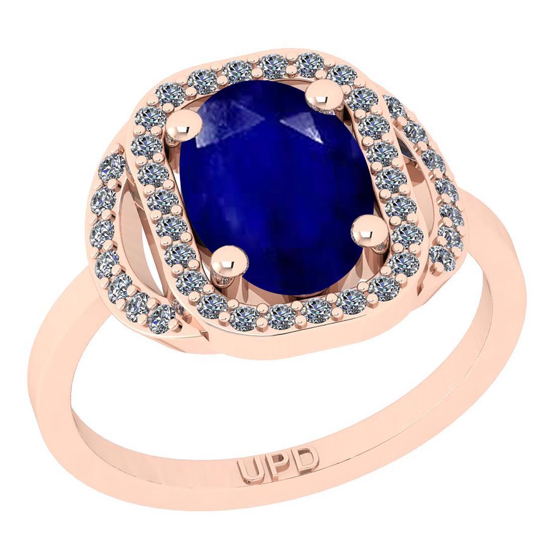 2.32 Ctw SI2/I1 Blue Sapphire And Diamond 14K Rose Gold: 2.32 Ctw SI2/I1 Blue Sapphire And Diamond 14K Rose Gold Engagement Ring -- Center Stone Weight : 2.00 Ctw ( Oval Cut) Center Stone Color :-Blue Sapphire Stone Setting : Prong Side Stone Weight Of Ctw 