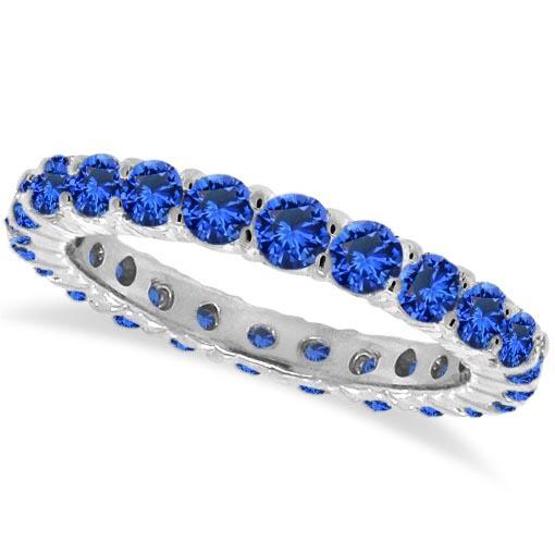 Blue Sapphire Eternity Ring Anniversary Band 14k White: Blue Sapphire Eternity Ring Anniversary Band 14k White Gold 1.07ctw -- CENTER STONE; Sapphire CENTER STONE CLARITY; CENTER STONE COLOR; Blue CENTER STONE SETTING; Prong SIDE STONE CLARITY; SIDE STONE 
