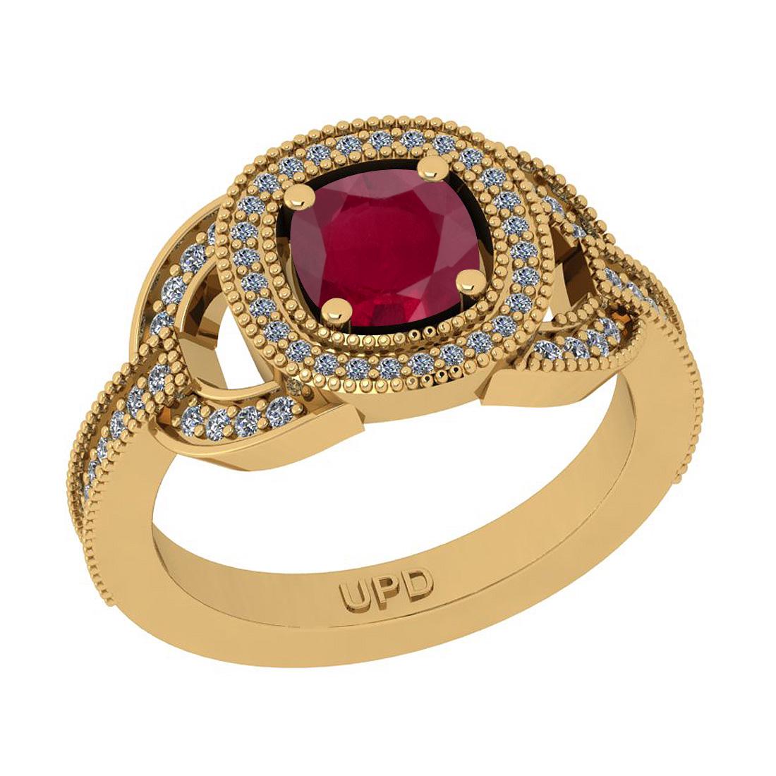 1.41 Ctw SI2/I1 Ruby And Diamond 14K Yellow Gold Engage: 1.41 Ctw SI2/I1 Ruby And Diamond 14K Yellow Gold Engagement Ring -- Center Stone Weight : 1.00 Ctw ( Round Cut) Center Stone Color :-Ruby Stone Setting : Prong Side Stone Weight Of Ctw 0.41 Ctw Side S