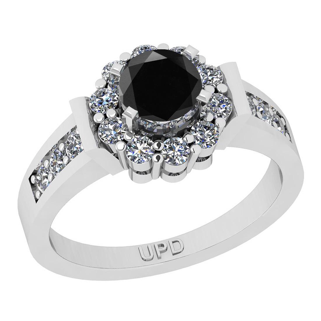 1.31 Ctw I2/I3 Treated Fancy Black And White Diamond 10: 1.31 Ctw I2/I3 Treated Fancy Black And White Diamond 10K White Gold Ring -- Center Stone Weight : 0.75 Ctw (Round Cut ) Center Stone Color : Treated Fancy Black Diamond Center Stone Clarity : I2/I3 Ce