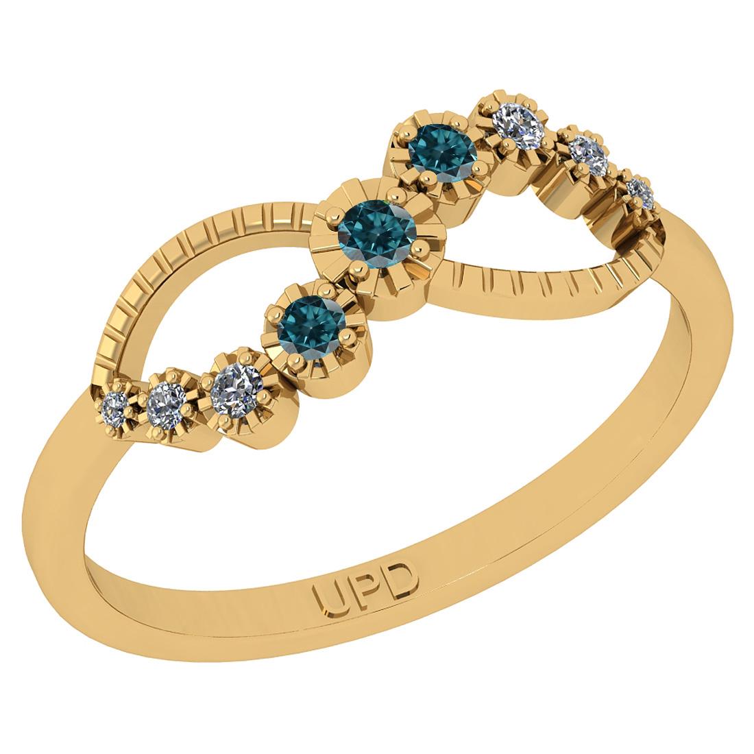 0.35 Ctw i2/i3 Treated Fancy Blue and White Diamond 14K: 0.35 Ctw i2/i3 Treated Fancy Blue and White Diamond 14K Yellow Gold Infinity Ring -- Color Stone Weight : 0.20 Ctw ( Round cut) Center Stone Color : Treated Fancy Blue Diamond Center Clarity : i2/i3 C