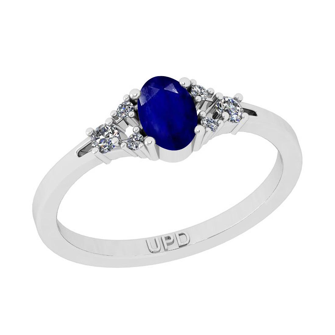 0.60 Ctw SI2/I1 Blue Sapphire And Diamond 14K White Gol: 0.60 Ctw SI2/I1 Blue Sapphire And Diamond 14K White Gold Ring -- Center Stone Weight : 0.50 Ctw (Oval Cut ) Center Stone Color : Blue Sapphire Center Stone Setting : Prong Side Stone Weight Of Ctw 0.1