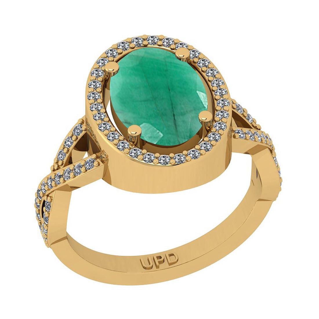 2.90 Ctw SI2/I1 Emerald And Diamond 14K Yellow Gold Eng: 2.90 Ctw SI2/I1 Emerald And Diamond 14K Yellow Gold Engagement Ring -- Center Stone Weight : 2.50 Ctw ( Oval Cut) Center Stone Color :-Emerald Stone Setting : Prong Side Stone Weight Of Ctw 0.40 Ctw S