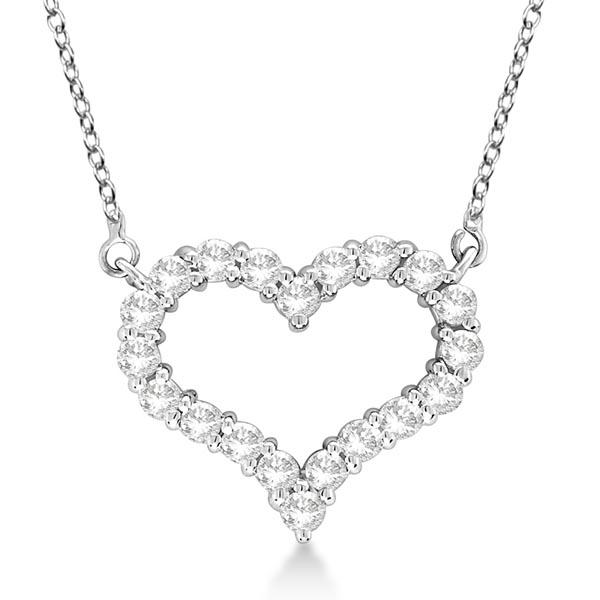 Open Heart Diamond Pendant Necklace 14k White Gold 1.00: Open Heart Diamond Pendant Necklace 14k White Gold 1.00ctw -- CENTER STONE; Diamond CENTER STONE CLARITY; SI1 CENTER STONE COLOR; J-K CENTER STONE SETTING; Prong SIDE STONE CLARITY; SIDE STONE COLOR; 