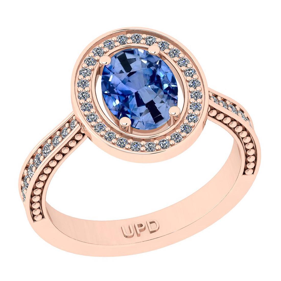 1.55 Ctw I2/I3 sapphire And Diamond 14K Rose Gold Engag: 1.55 Ctw I2/I3 sapphire And Diamond 14K Rose Gold Engagement Ring -- Center Stone Weight : 1.25 Ctw ( Oval Cut) Center Stone Color :- sapphire Stone Setting : Prong Side Stone Weight Of Ctw 0.30 Ctw S