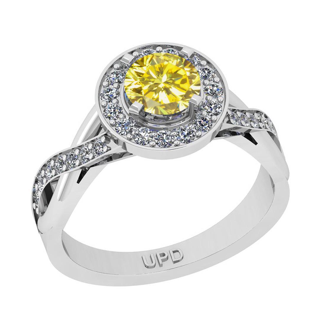 1.06 Ctw I2/I3 reated Fancy Yellow And White Diamond 10: 1.06 Ctw I2/I3 reated Fancy Yellow And White Diamond 10K White Gold Engagement Halo Ring -- Center Stone Weight : 0.50 Ctw (Round Cut ) Center Stone Color : reated Fancy Yellow Diamond Center Stone Cl