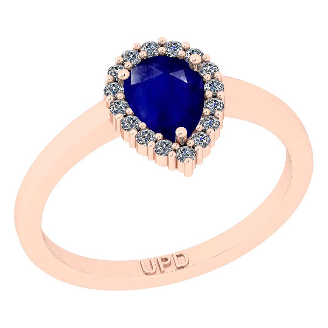 0.91 Ctw SI2/I1 Blue Sapphire And Diamond 14K Rose Gold: 0.91 Ctw SI2/I1 Blue Sapphire And Diamond 14K Rose Gold Engagement Ring -- Center Stone Weight : 0.75 Ctw ( Pear Cut) Center Stone Color :-Blue Sapphire Stone Setting : Prong Side Stone Weight Of Ctw 