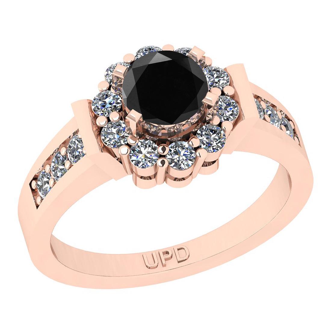 1.31 Ctw I2/I3 Treated Fancy Black And White Diamond 10: 1.31 Ctw I2/I3 Treated Fancy Black And White Diamond 10K Rose Gold Ring -- Center Stone Weight : 0.75 Ctw (Round Cut ) Center Stone Color : Treated Fancy Black Diamond Center Stone Clarity : I2/I3 Cen