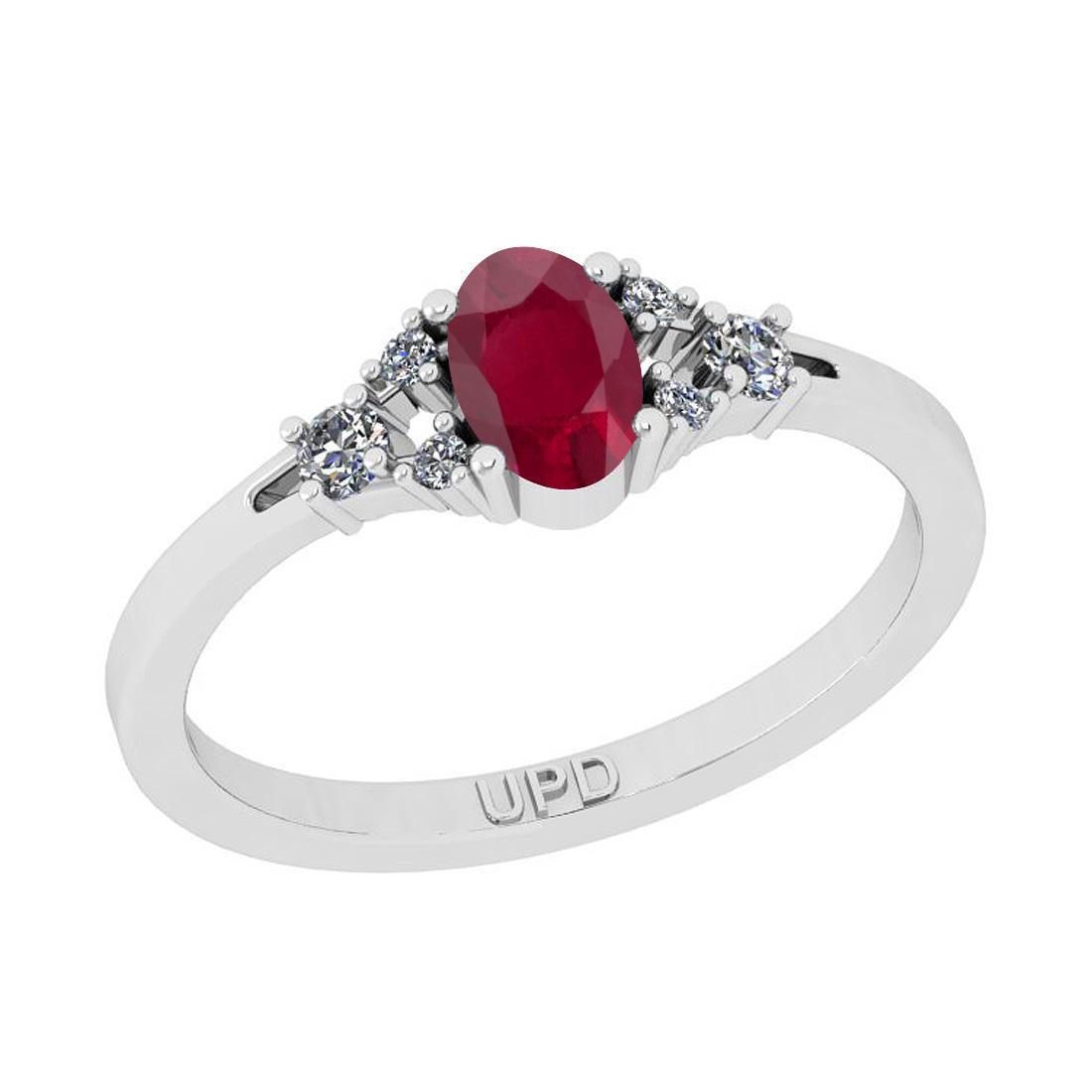 0.60 Ctw SI2/I1 Ruby And Diamond 14K White Gold Ring: 0.60 Ctw SI2/I1 Ruby And Diamond 14K White Gold Ring -- Center Stone Weight : 0.50 Ctw (Oval Cut ) Center Stone Color : Ruby Center Stone Setting : Prong Side Stone Weight Of Ctw 0.10 Ctw Side Stone C