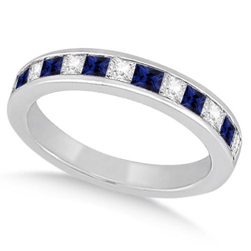 Channel Blue Sapphire and Diamond Wedding Ring 18k Whit: Channel Blue Sapphire and Diamond Wedding Ring 18k White Gold 2.50ctw -- CENTER STONE; Sapphire,Diamond CENTER STONE CLARITY; #SI1-SI2 CENTER STONE COLOR; Blue,J-K CENTER STONE SETTING; Channel,Channe
