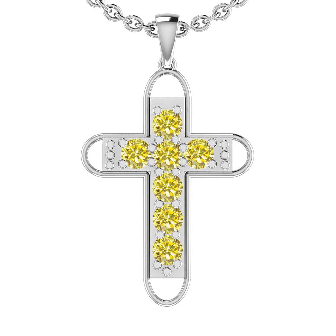 Certified 0.60 Ctw I2/I3 Treated Fancy Yellow Diamond 1: Certified 0.60 Ctw I2/I3 Treated Fancy Yellow Diamond 10K White Gold Pendant -- Center Stone Approx Weight: 0.60 Ctw (Round Cut) Center Stone Color: Treated Fancy Yellow Diamond Center Stone Clarity: 