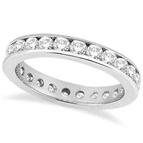 Channel-Set Diamond Eternity Ring Band in platinum 1.75: Channel-Set Diamond Eternity Ring Band in platinum 1.75 ctw -- CENTER STONE; Diamond CENTER STONE CLARITY; SI1-SI2 CENTER STONE COLOR; J-K CENTER STONE SETTING; Channel SIDE STONE CLARITY; SIDE STONE 