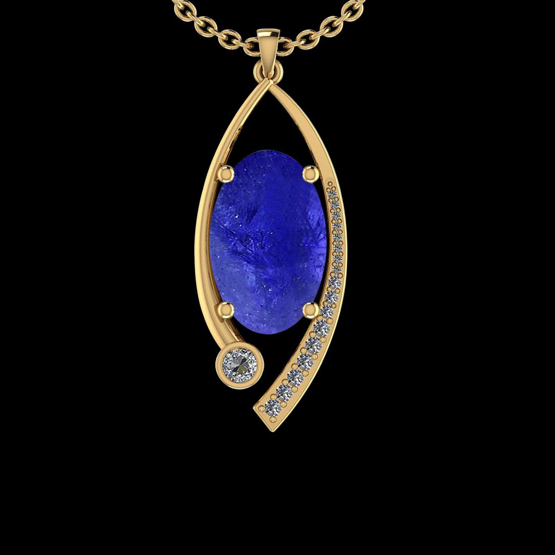 Certified 6.32 Ctw Tanzanite And Diamond SI2/I114K Yell: Certified 6.32 Ctw Tanzanite And Diamond SI2/I114K Yellow Gold Pendant -- Color Stone Weight : 6.10 Ctw (1Psc Oval cabochon ) Center Stone Color : Tanzanite Center Stone Setting : Prong Side Stone Wei