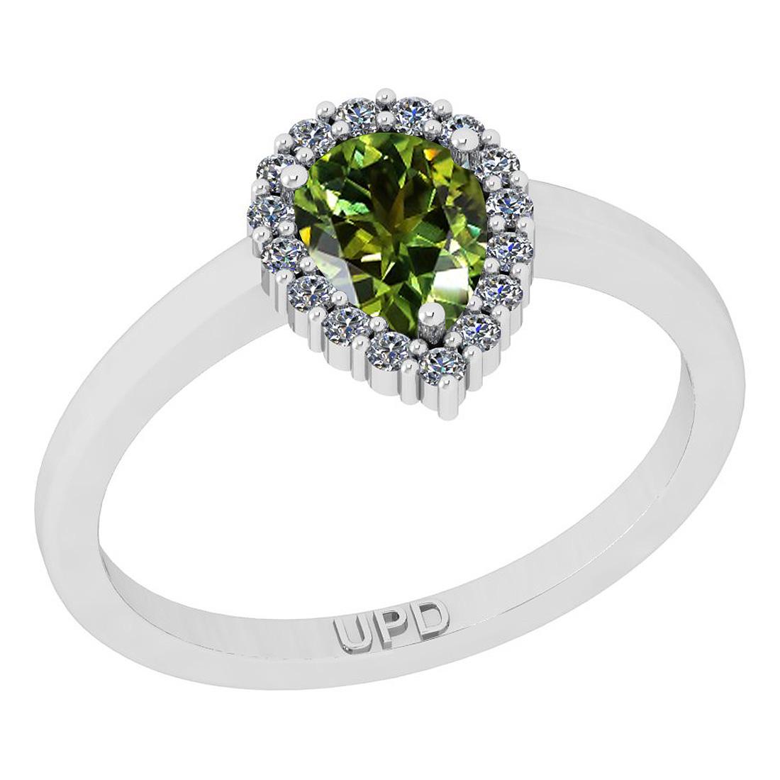 0.91 Ctw I2/I3 Green sapphire And Diamond 14K White Gol: 0.91 Ctw I2/I3 Green sapphire And Diamond 14K White Gold Engagement Ring -- Center Stone Weight : 0.75 Ctw ( Pear Cut) Center Stone Color :-Green sapphire Stone Setting : Prong Side Stone Weight Of Ct
