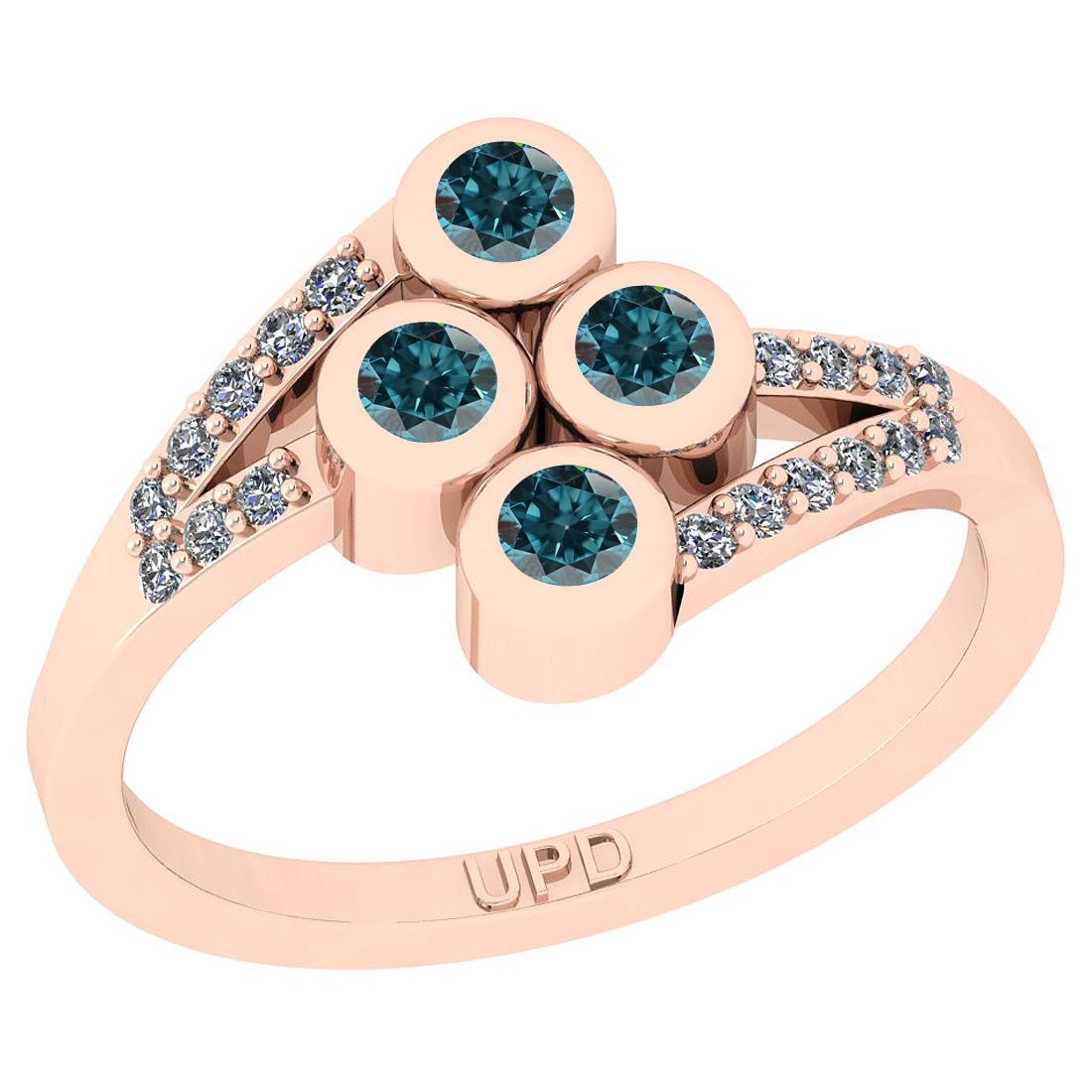 Certified 0.41 Ctw I2/I3 Treated Fancy Blue And White D: Certified 0.41 Ctw I2/I3 Treated Fancy Blue And White Diamond 10K Rose Gold Ring -- Center Stone Approx Weight: 0.27 Ctw (Round Cut) Center Stone Color: Treated Fancy Blue Diamond Center Stone Clarity