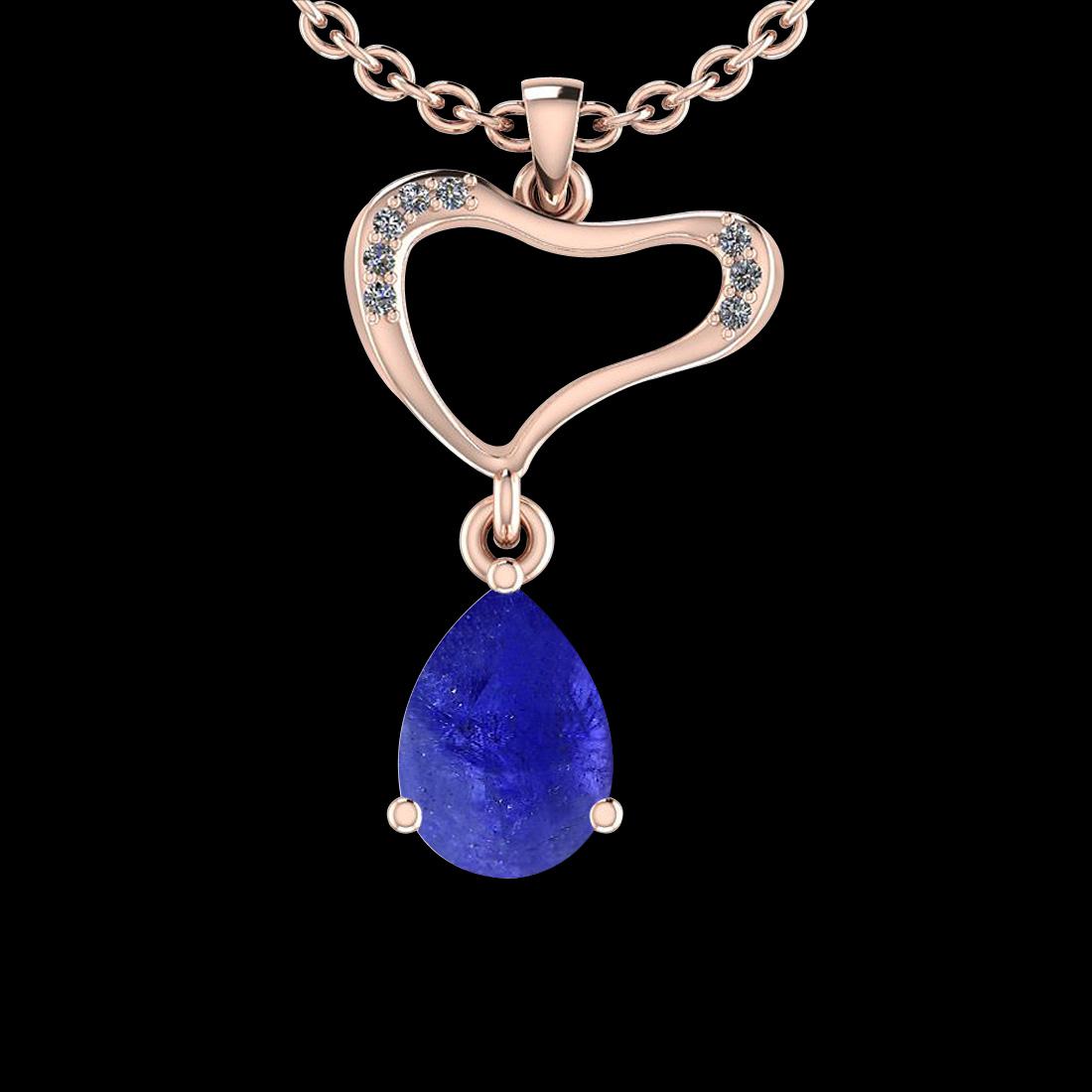 Certified 4.94 Ctw Tanzanite And Diamond SI2/I114K Rose: Certified 4.94 Ctw Tanzanite And Diamond SI2/I114K Rose Gold Pendant -- Color Stone Weight : 4.90 Ctw (1Psc Pear cabochon ) Center Stone Color : Tanzanite Center Stone Setting : Prong Side Stone Weigh