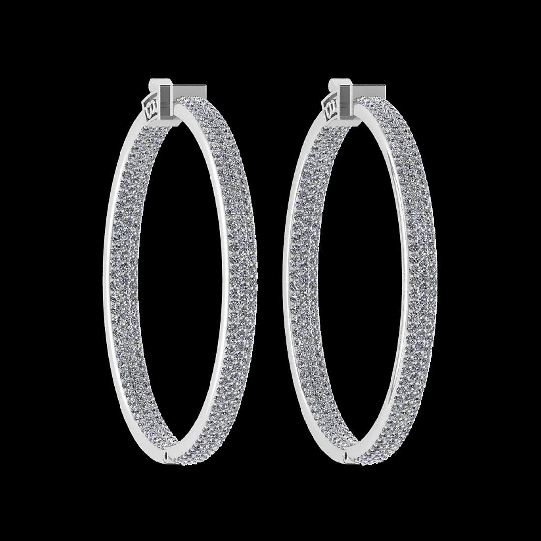 3.00 Ctw i2/i3 Diamond 14K White Gold Hoop Earrings: 3.00 Ctw i2/i3 Diamond 14K White Gold Hoop Earrings -- Center Diamond Weight : 3.00 Ctw (Round Cut) Center Diamond Color :- J-K Center Clarity : i2/i3 Stone Setting : Prong Metal Weight : Approx 8.40 