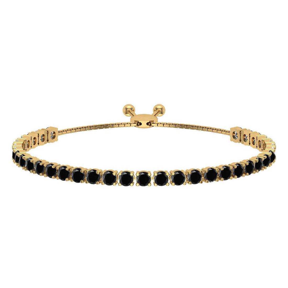 1.66 Ctw i2/i3 Treated Fancy Black Diamond 14K Yellow G: 1.66 Ctw i2/i3 Treated Fancy Black Diamond 14K Yellow Gold Slide Bracelet -- Center Diamond Weight : 1.66 Ctw (Round Cut) Center Diamond Color :- Treated Fancy Black Diamond Center Clarity : I2/I3 Sto