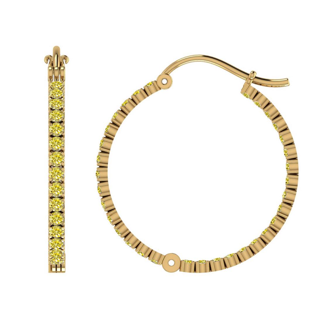 0.92 Ctw i2/i3 Treated Fancy Yellow Diamond 14K Yellow: 0.92 Ctw i2/i3 Treated Fancy Yellow Diamond 14K Yellow Gold Hoop Earrings -- Center Diamond Weight : 0.92 Ctw (Round Cut) Center Diamond Color :-Treated Fancy Yellow Diamond Center Clarity : I2/I3 Sto