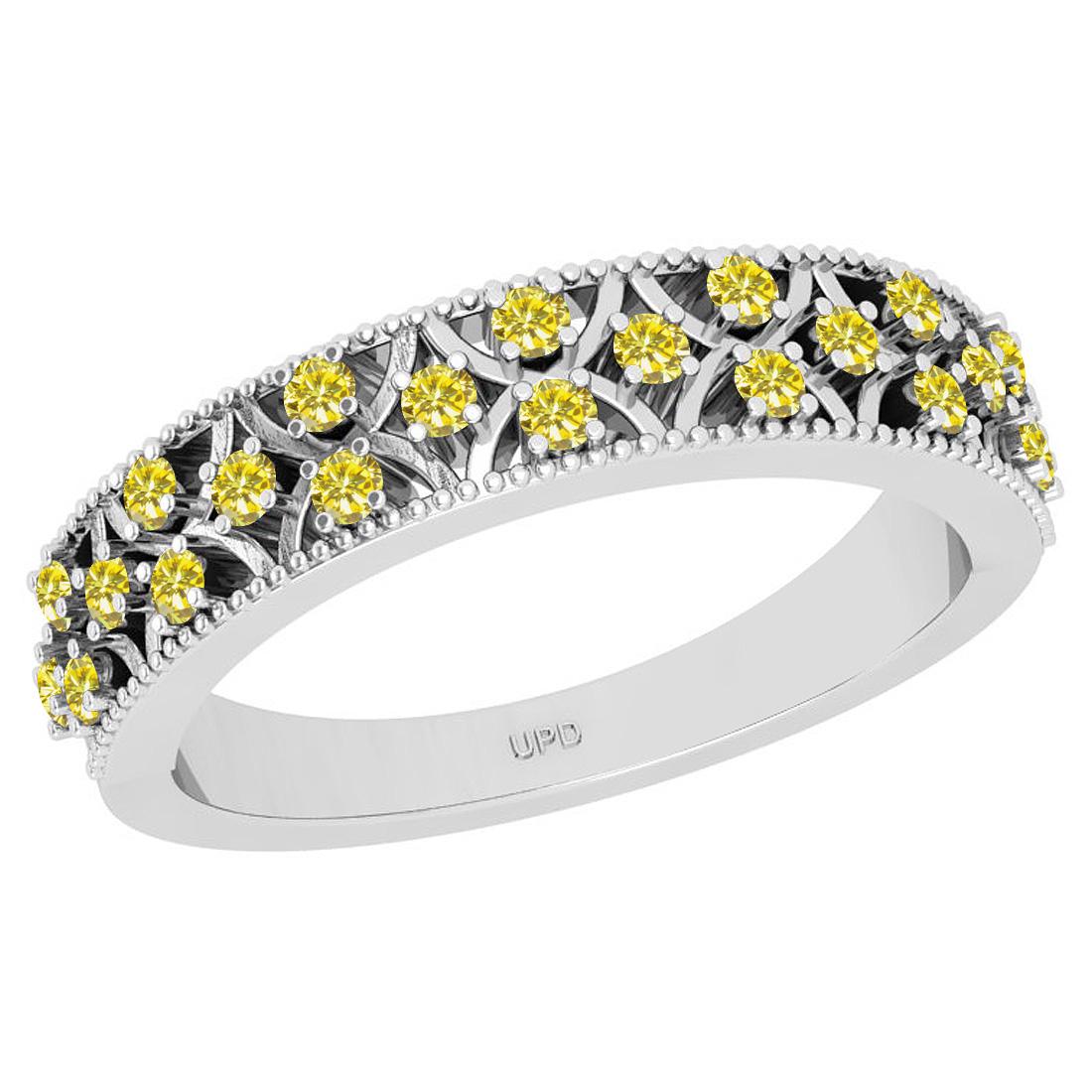 0.30 Ctw I2/I3 Treated Fancy Yellow Diamond 14K White G: 0.30 Ctw I2/I3 Treated Fancy Yellow Diamond 14K White Gold Eternity Band Ring -- Diamond Weight : 0.30 Ctw (Round Cut) Diamond Color :- Treated Fancy Yellow Diamond Setting : Prong Center Clarity : I2