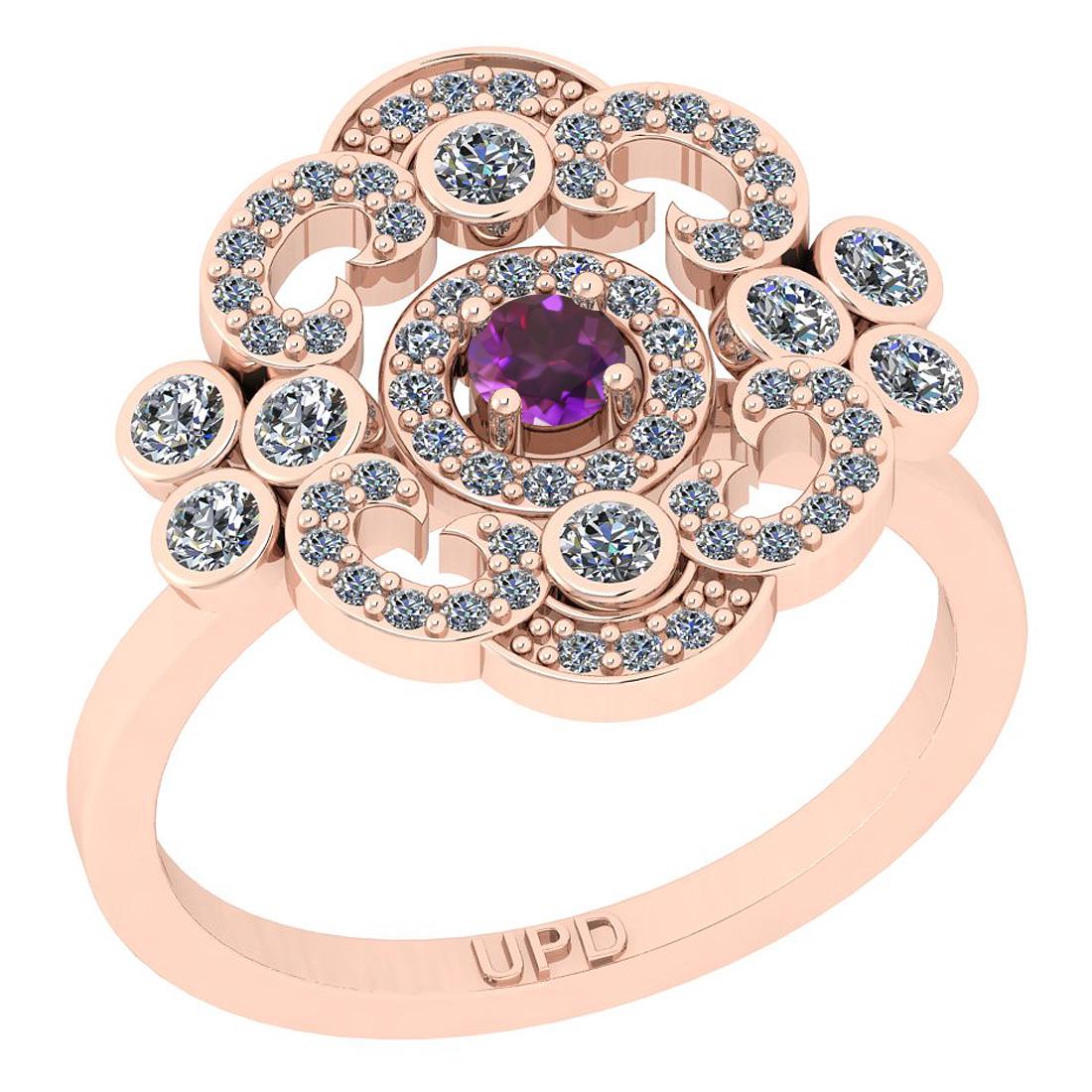 0.70 Ctw I2/I3 Amethyst And Diamond 10K Rose Gold Filig: 0.70 Ctw I2/I3 Amethyst And Diamond 10K Rose Gold Filigree Engagement Ring -- Color Stone Weight : 0.10 Ctw (Round Cut ) Center Stone Color : Amethyst Center Stone Setting : Prong Side Stone Weight Of