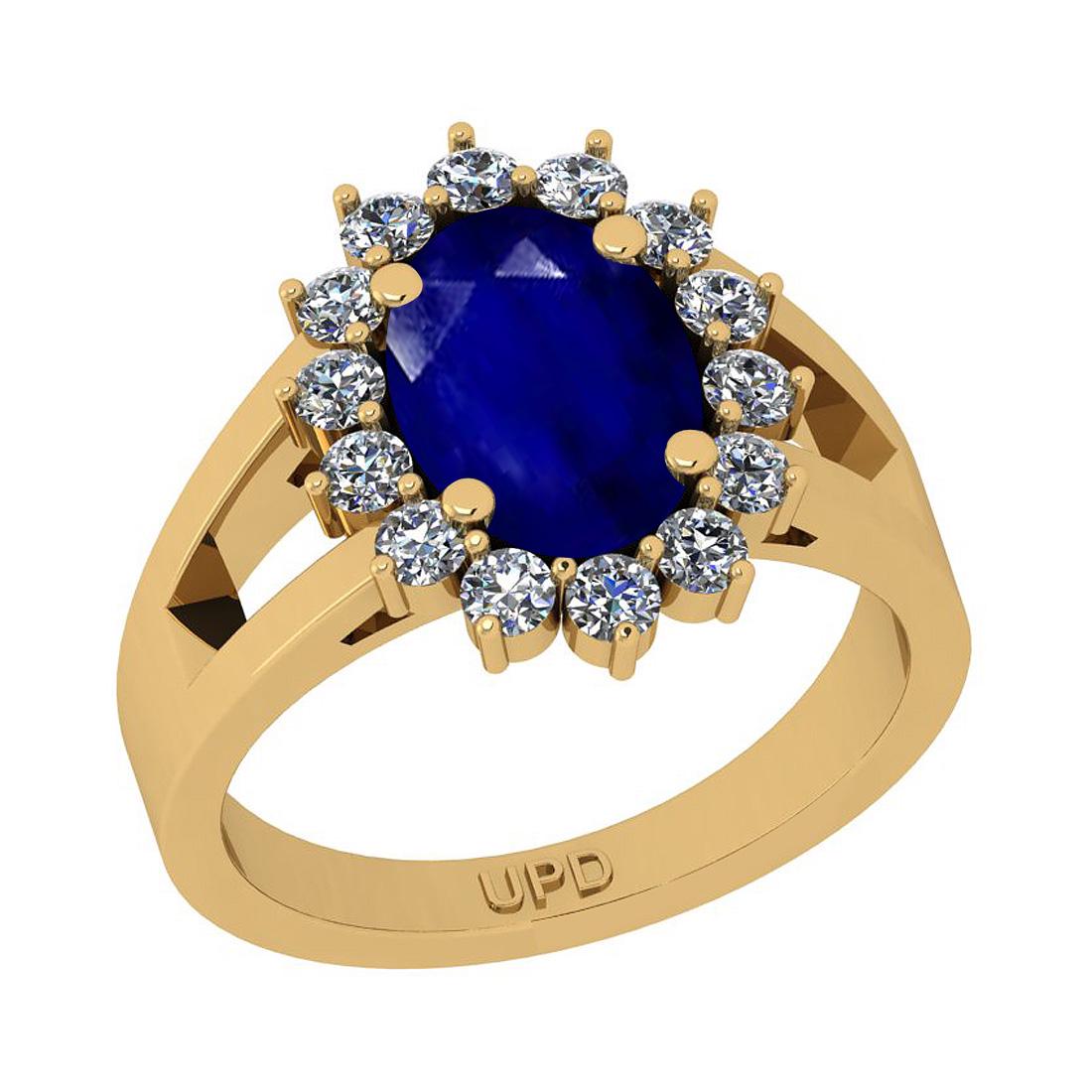 3.02 Ctw SI2/I1 Blue Sapphire And Diamond 14K Yellow Go: 3.02 Ctw SI2/I1 Blue Sapphire And Diamond 14K Yellow Gold Engagement Ring -- Center Stone Weight : 2.50 Ctw (Oval Cut) Center Stone Color :-Blue Sapphire Stone Setting : Prong Side Stone Weight Of Ctw